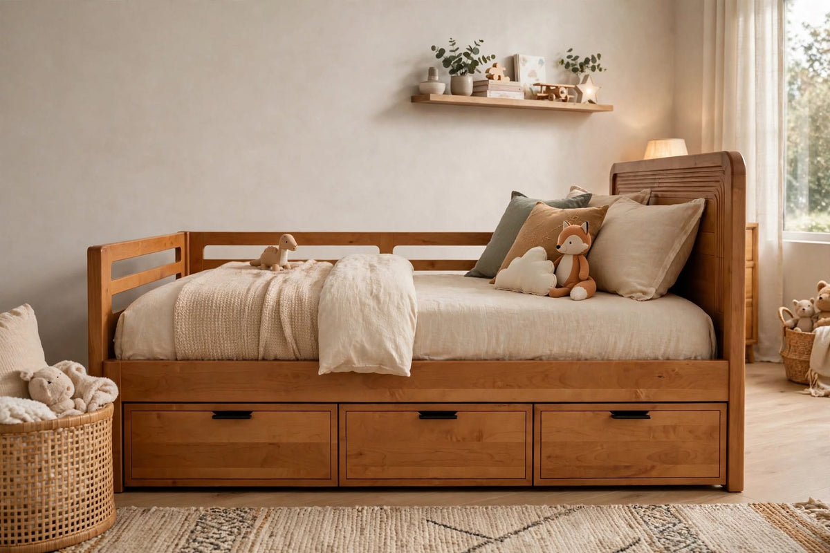 Solid Sheesham Storage Daybed with Drawers – handcrafted by Six Bros Crafts