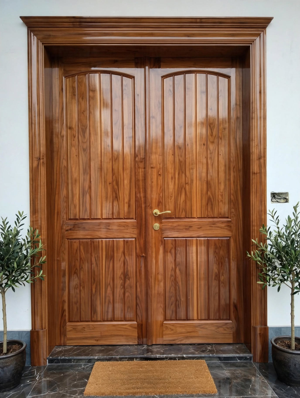 Classic Arch Panel Luxury Double Wooden Doors – handcrafted solid wood by Six Bros Crafts