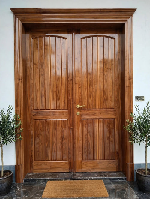 Classic Arch Panel Luxury Double Wooden Doors – handcrafted solid wood by Six Bros Crafts