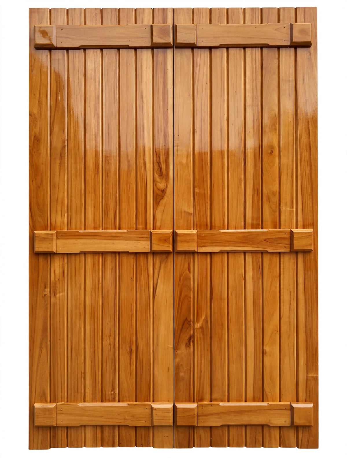 Plank Batten Deodar Luxury Double Wooden Doors – handcrafted solid wood by Six Bros Crafts