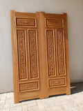 Natural Vine Carved Deodar Luxury Double Wooden Doors – handcrafted solid wood by Six Bros Crafts