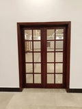 Solid Deodar Wood Glass-Panel Double Door – handcrafted by Six Bros Crafts