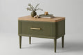 Olive Green Fluted Drawer Side Table – handcrafted by Six Bros Crafts