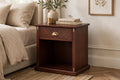 Dark Wood Chevron-Front Bedside Table – handcrafted by Six Bros Crafts