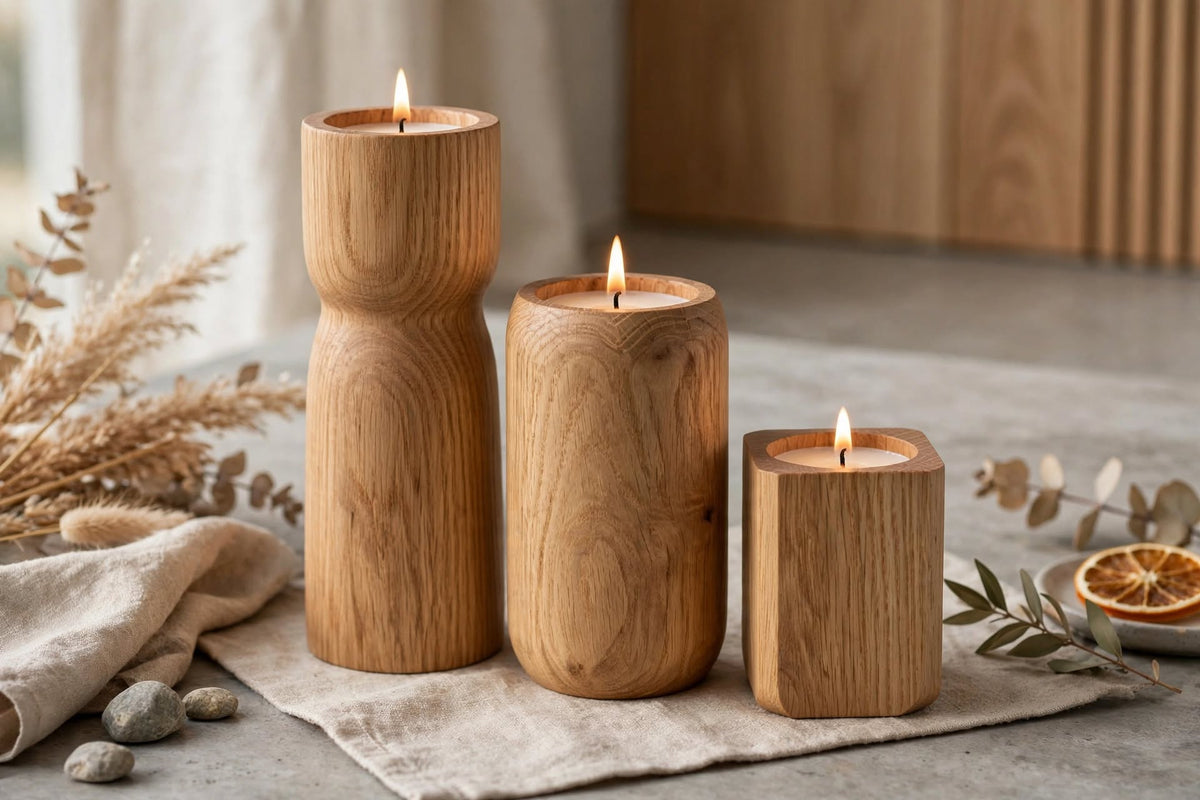 Wooden Candle Holder Trio – handcrafted by Six Bros Crafts