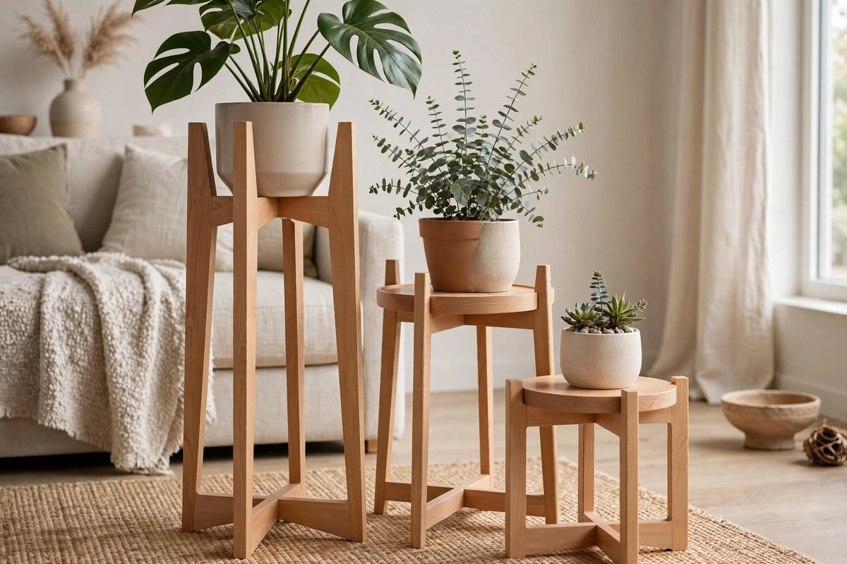 Wooden Plant Stand Trio – handcrafted by Six Bros Crafts
