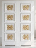 Ivory & Gold Leaf Carved Double Deodar Doors – handcrafted solid wood by Six Bros Crafts