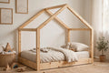 Natural Wood House-Frame Children's Bed – handcrafted by Six Bros Crafts