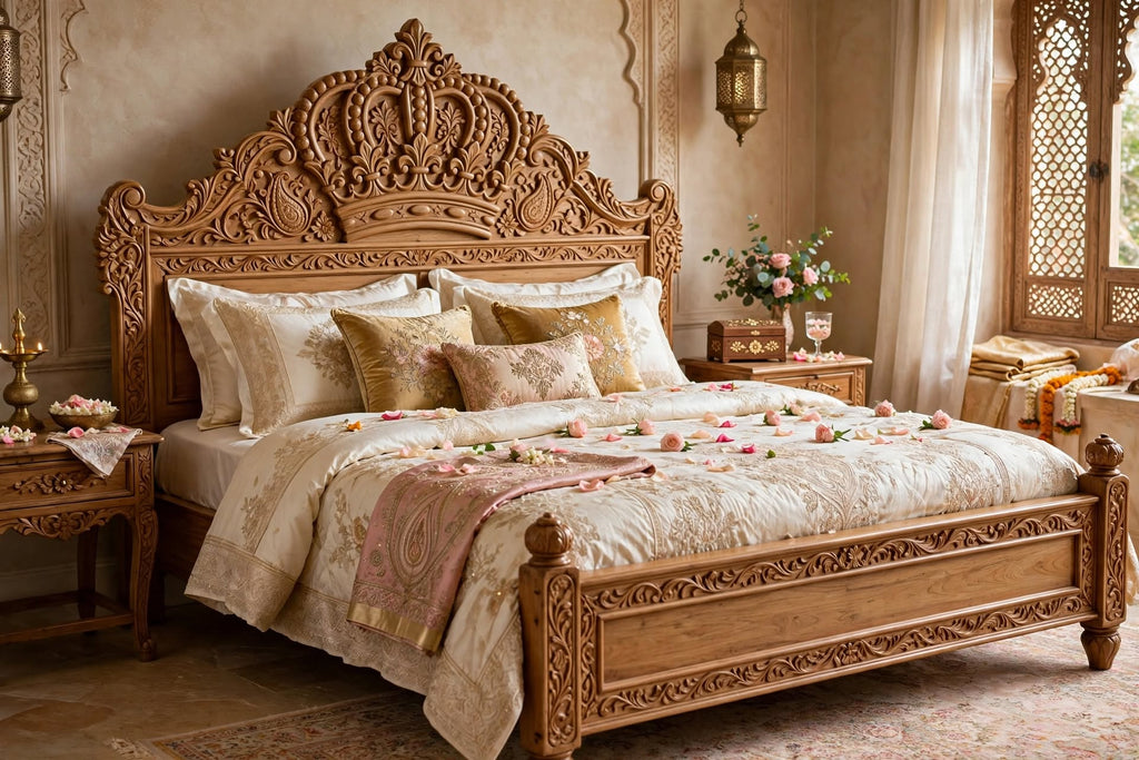 Royal Crown Carved King Bed – part of The Royal Bedroom Set by Six Bros Crafts