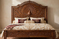 Peacock Carved King Bed – handcrafted solid wood by Six Bros Crafts