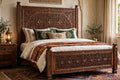 Rosette Jali Carved Queen Bed – handcrafted solid wood by Six Bros Crafts