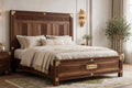 Classic Panel Carved Queen Bed – handcrafted solid wood by Six Bros Crafts