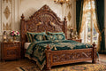 Royal Peacock Carved Queen Bed – handcrafted solid wood by Six Bros Crafts
